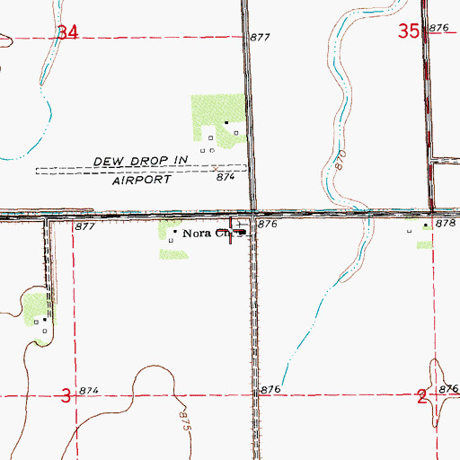 Topographic Map of Nora Lutheran Church Cemetery, ND