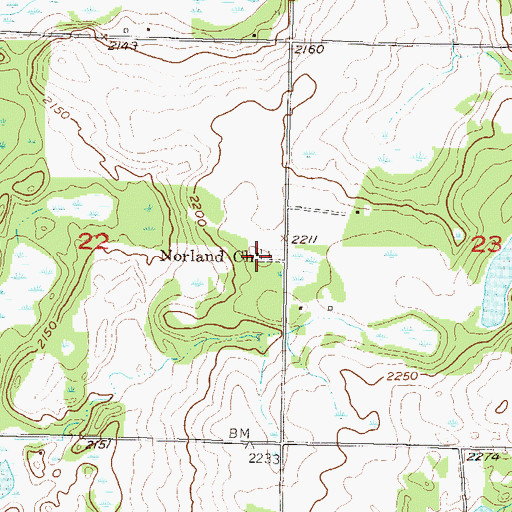Topographic Map of Nordland Cemetery, ND