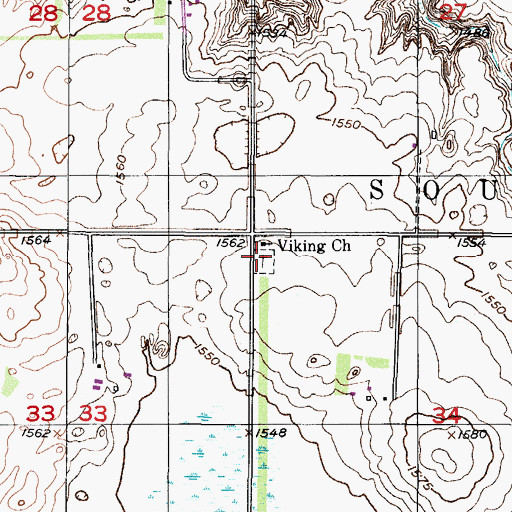 Topographic Map of Viking Cemetery, ND