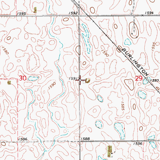 Topographic Map of Saint Marys Cemetery, ND