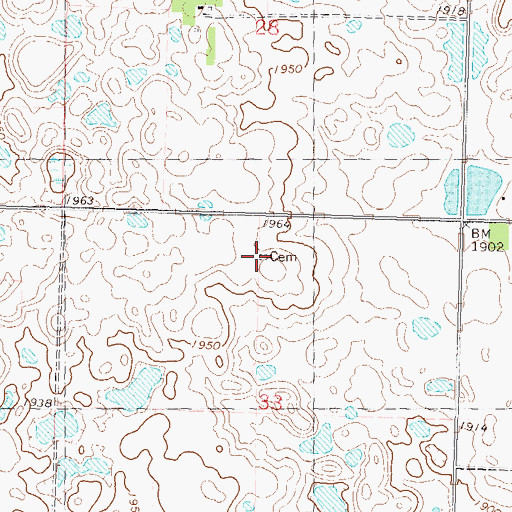 Topographic Map of Saint Johns Congregational Cemetery, ND