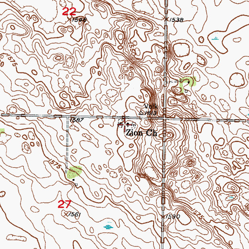 Topographic Map of Zion Lutheran Cemetery, ND