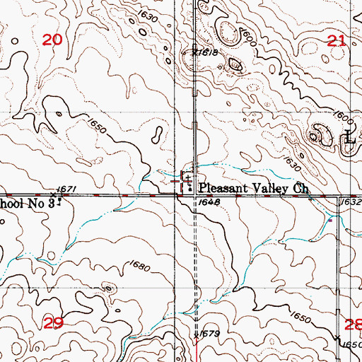 Topographic Map of Pleasant Valley Adventist Cemetery, ND
