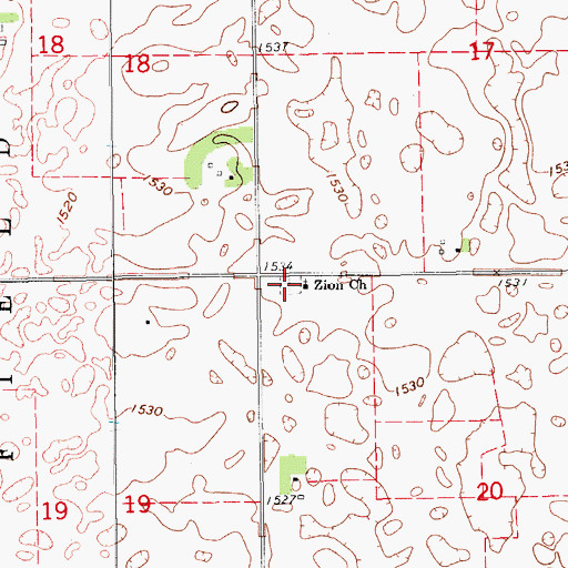 Topographic Map of Zion Lutheran Free Church Cemetery, ND