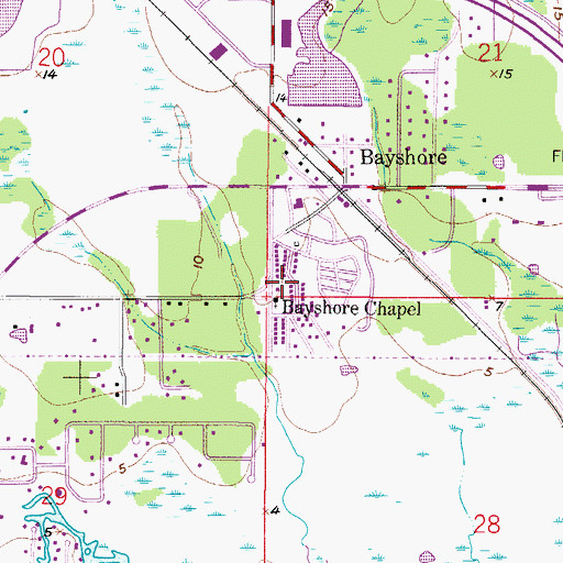 Topographic Map of Bayshore Chapel, FL