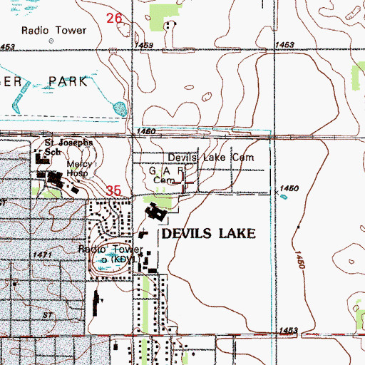 Topographic Map of Saint Joseph's Catholic Cemetery, ND