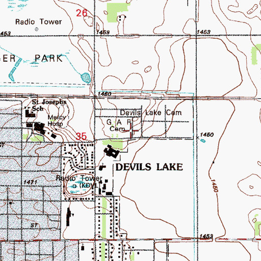 Topographic Map of Saint Joseph's Catholic Cemetery, ND