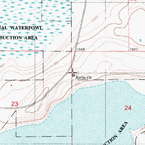 Topographic Map of Berlin Baptist Church Cemetery, ND