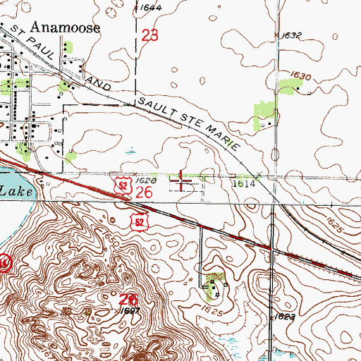 Topographic Map of Anamoose Baptist Cemetery, ND