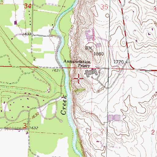 Topographic Map of Annunciation Monastery Cemetery, ND