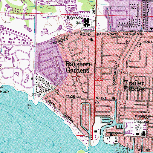 Topographic Map of Bayshore Gardens, FL