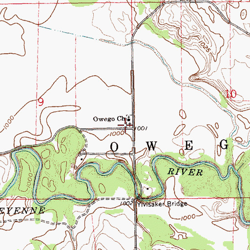 Topographic Map of Owego Lutheran Church Cemetery, ND