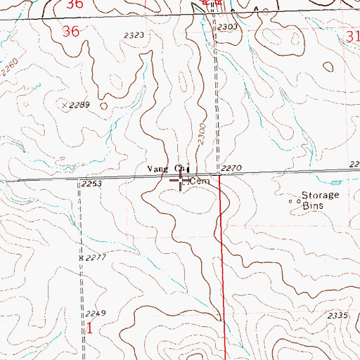 Topographic Map of Vang Lutheran Cemetery, ND