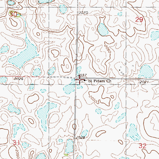 Topographic Map of East Crooked Lake Cemetery, ND
