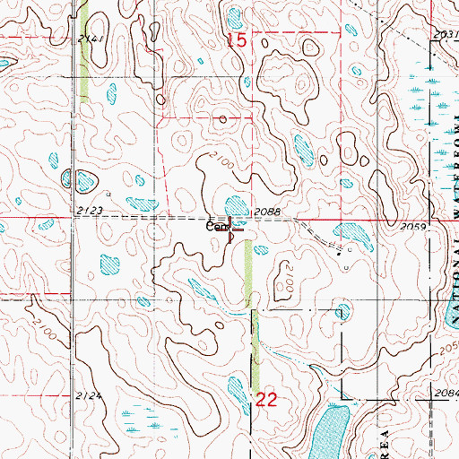 Topographic Map of Bethany Number 1 Cemetery, ND