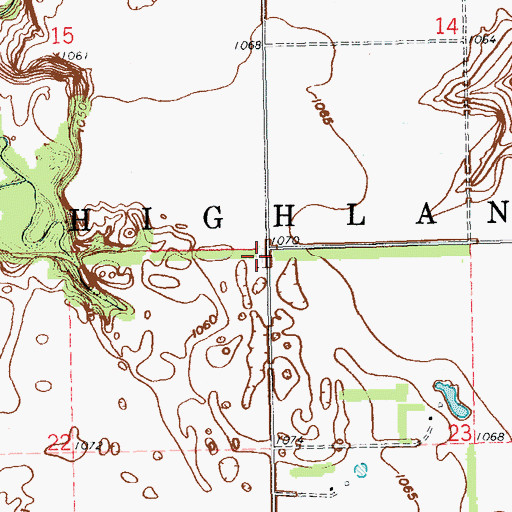 Topographic Map of Highland Township Pioneer Cemetery, ND