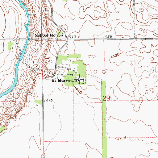 Topographic Map of Saint Marys Cemetery, ND