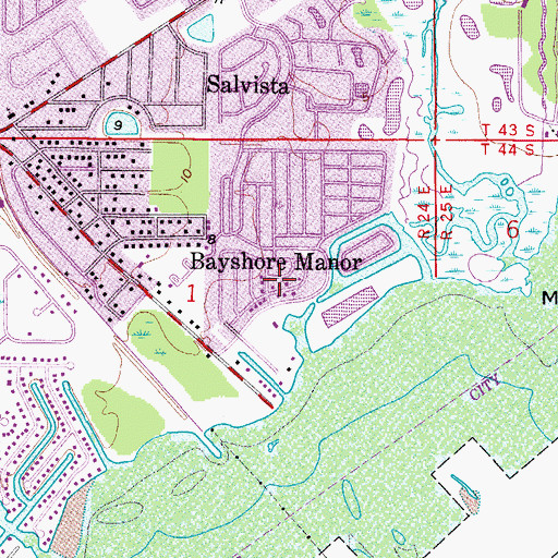 Topographic Map of Bayshore Manor, FL