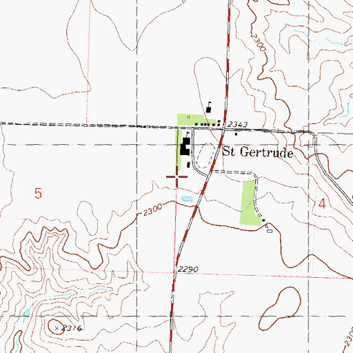 Topographic Map of Saint Gertrudes Catholic Cemetery, ND