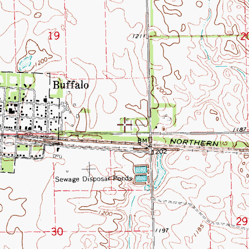 Topographic Map of Buffalo Cemetery, ND
