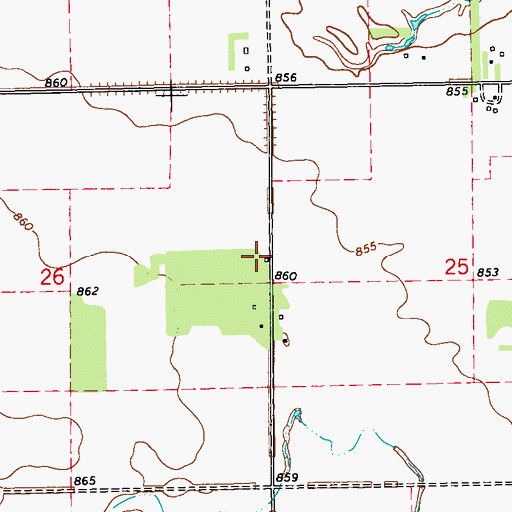 Topographic Map of Tongue River Cemetery, ND