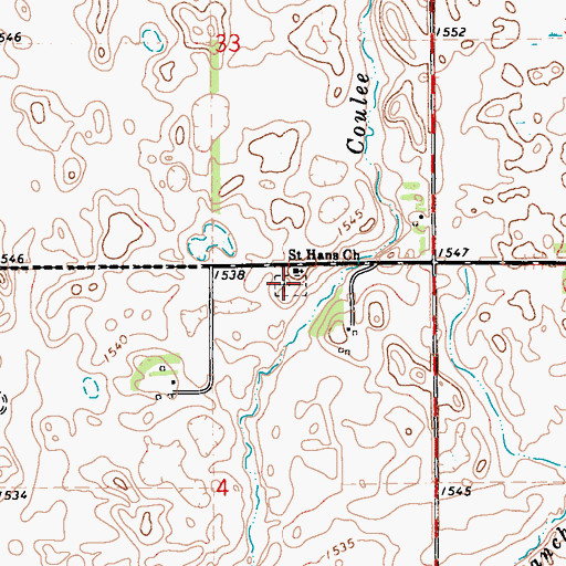 Topographic Map of Saint Hans Cemetery, ND