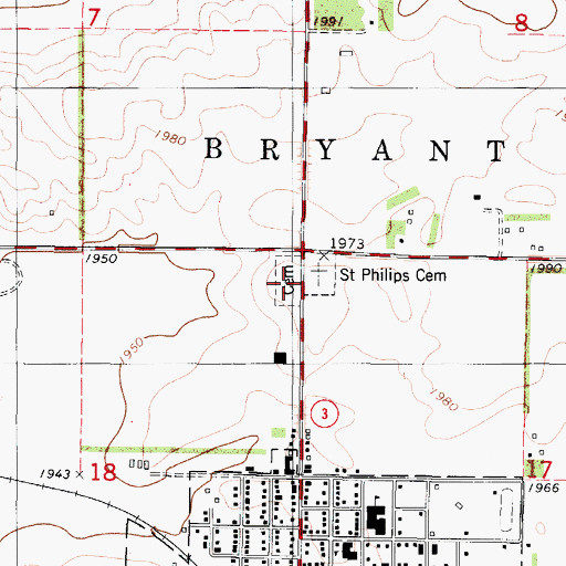 Topographic Map of Napoleon Cemetery, ND