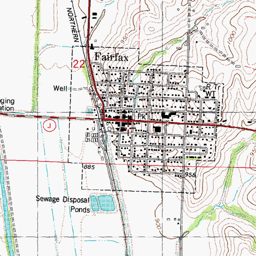 Topographic Map of Fairfax Post Office, MO