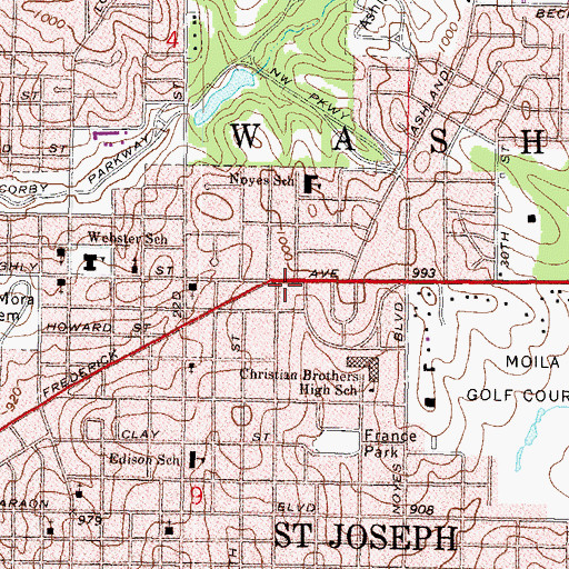 Topographic Map of Fairleigh Post Office, MO