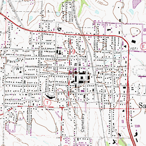 Topographic Map of Savannah Post Office, MO