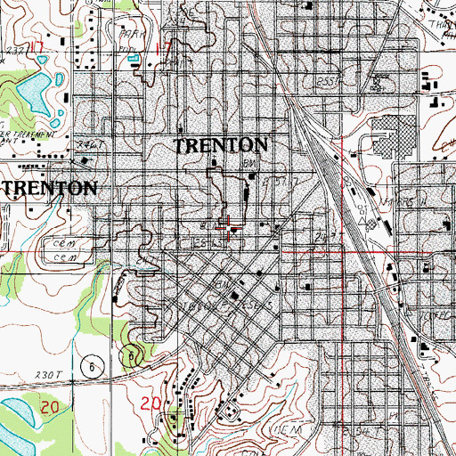 Topographic Map of Trenton Post Office, MO