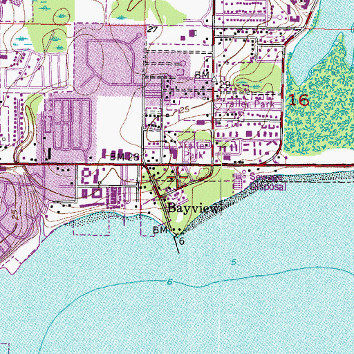 Topographic Map of Bayview, FL