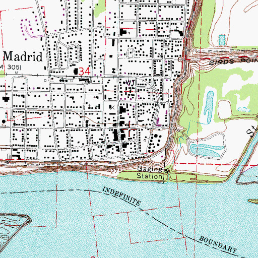 Topographic Map of New Madrid Post Office, MO
