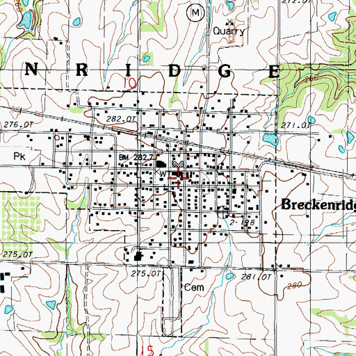 Topographic Map of Breckenridge Post Office, MO