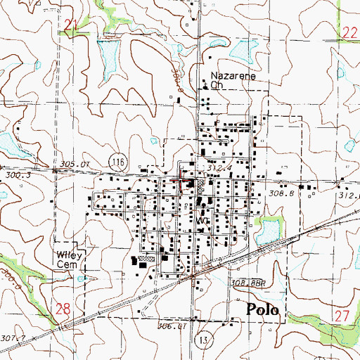Topographic Map of Polo Post Office, MO