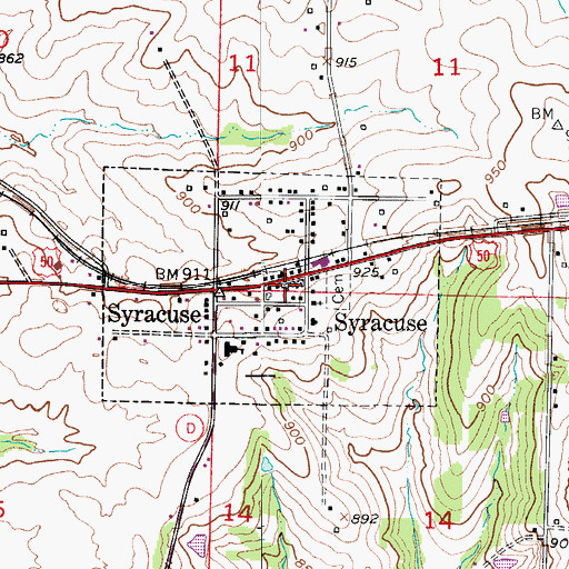 Topographic Map of Syracuse Post Office, MO