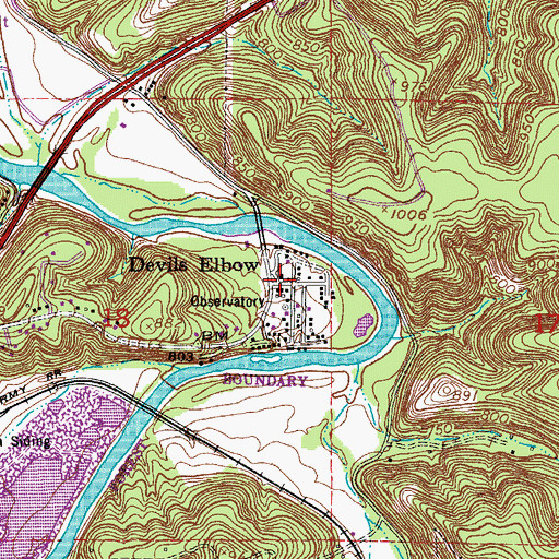 Topographic Map of Devils Elbow Post Office, MO
