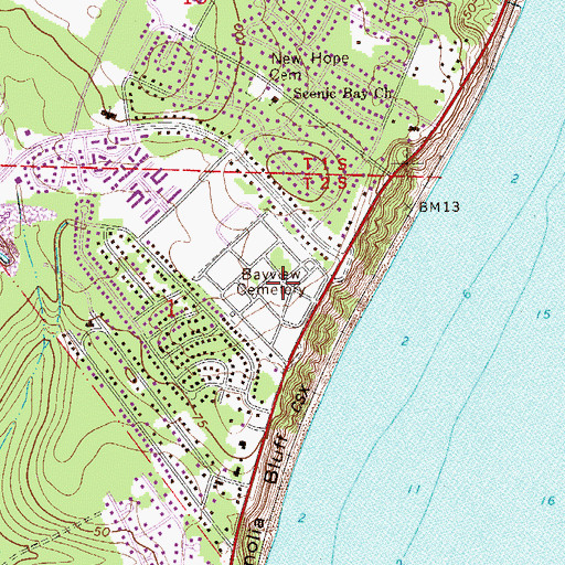 Topographic Map of Bayview Memorial Park, FL