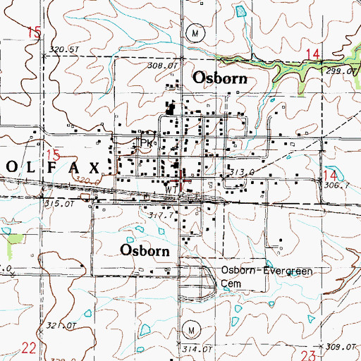 Topographic Map of Osborn Post Office, MO