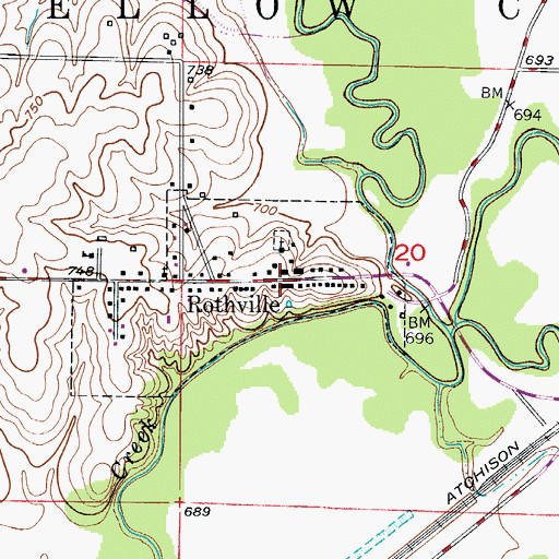 Topographic Map of Rothville Post Office, MO