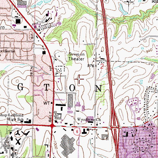 Topographic Map of Eastside Post Office, MO
