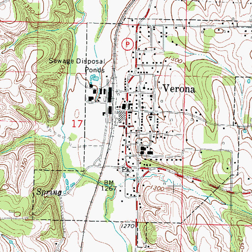 Topographic Map of Verona Post Office, MO