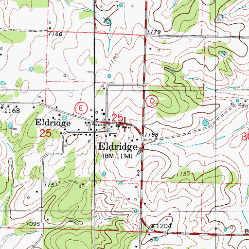 Topographic Map of Eldridge Post Office, MO