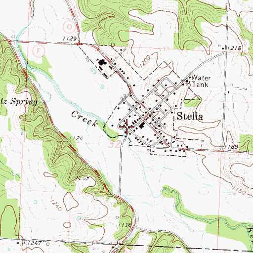 Topographic Map of Stella Post Office, MO