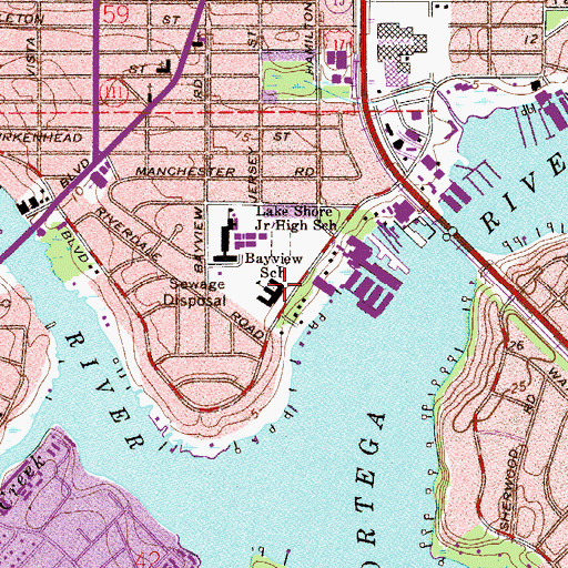 Topographic Map of Bayview Elementary School, FL