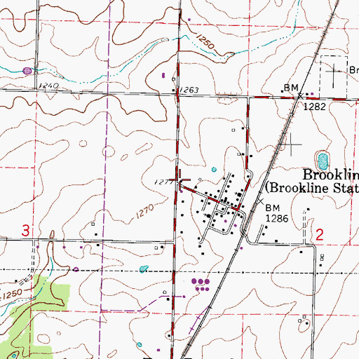 Topographic Map of Brookline Post Office, MO