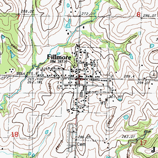 Topographic Map of Fillmore Post Office, MO