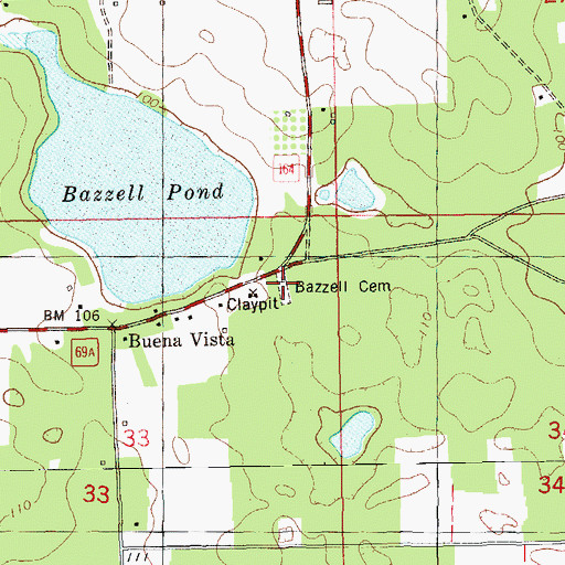 Topographic Map of Bazzell Cemetery, FL