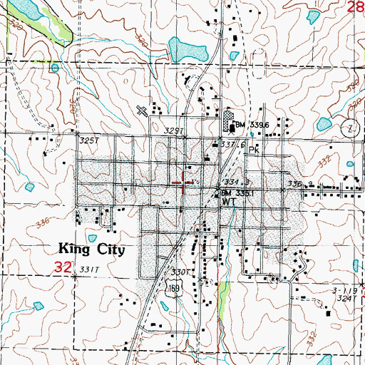 Topographic Map of King City Post Office, MO