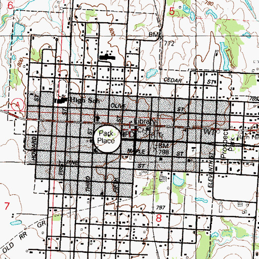 Topographic Map of Rich Hill Post Office, MO